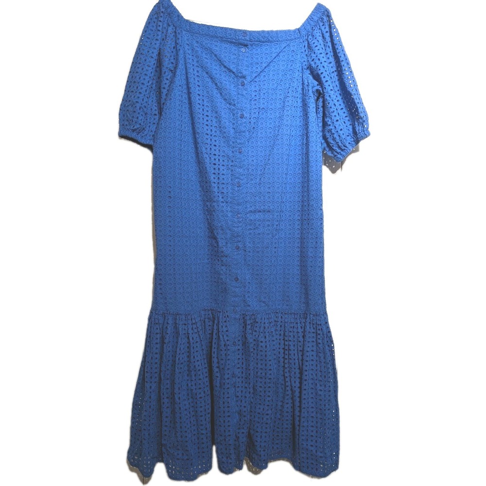 Lauren Ralph Lauren Dress Women 12 Eyelet Off Shoulder Boho Maxi Cotton- No Sash